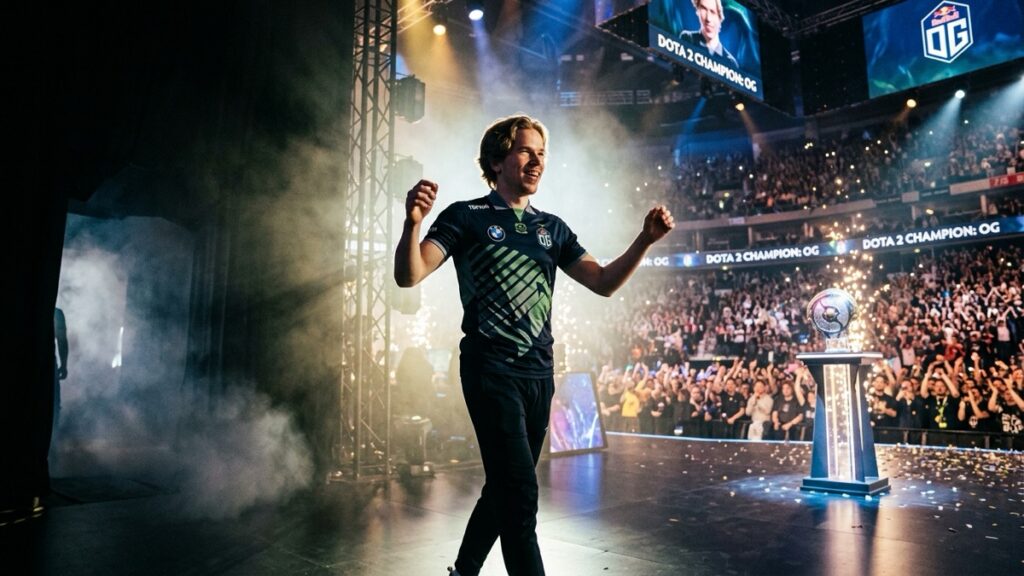 Topson returns to OG Dota 2 roster on stage near Aegis of Champions