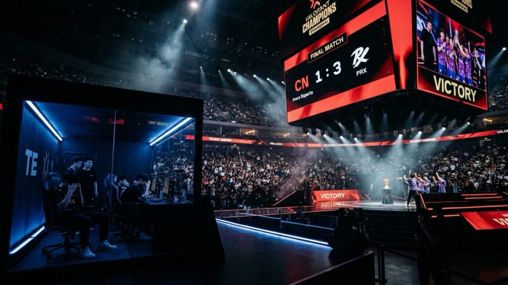 VCT China teams on stage at VALORANT Champions Shanghai arena